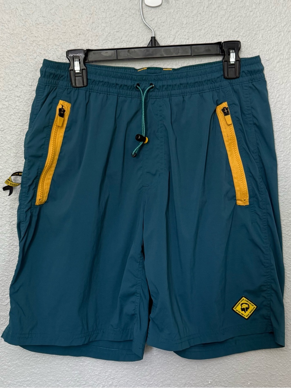 REI Co-Op x Outdoor Afro | Trail Shorts | Teal Green and Yellow | Size Medium
